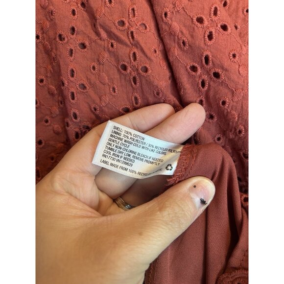 KNOX ROSE Dusty Rose All over Eyelet Boho Dress Sleeveless Sz L Cotton V-Neck - Picture 8 of 8